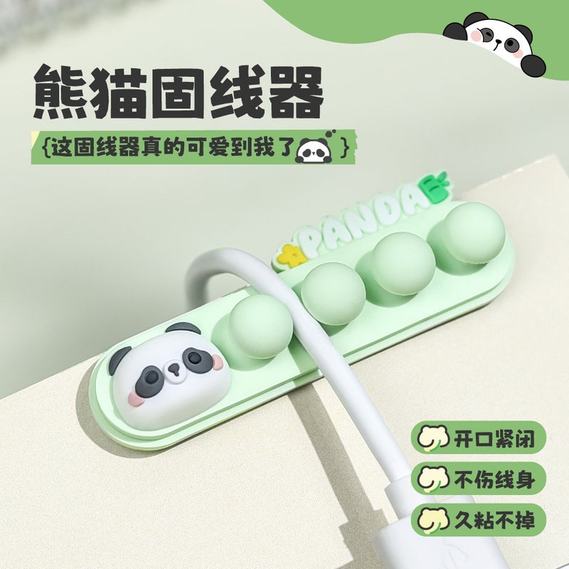 Panda Wire Organizer Cute Wall Patch Data Cable Holder Silicone Wire Organizer Storage Hub - Image 5